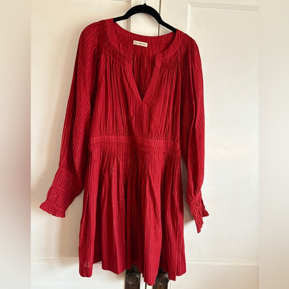 NWOT Ulla Johnson red metallic dress